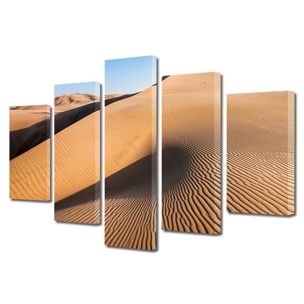 Set Tablouri Multicanvas, ArtDeco, Priveliste in desert, Panza pe cadru de lemn, Decoratiuni Moderne pentru Casa, 5 piese, 60 x 100 cm