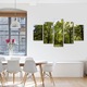 Set Tablouri Multicanvas, ArtDeco, Verde natural, Panza pe cadru de lemn, Decoratiuni Moderne pentru Casa, 5 piese, 70 x 125 cm