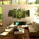 Set Tablouri Multicanvas, ArtDeco, Verde natural, Panza pe cadru de lemn, Decoratiuni Moderne pentru Casa, 5 piese, 70 x 125 cm