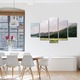 Set Tablouri Multicanvas, ArtDeco, Munte acoperit de ceata, Panza pe cadru de lemn, Decoratiuni Moderne pentru Casa, 5 piese, 60 x 100 cm