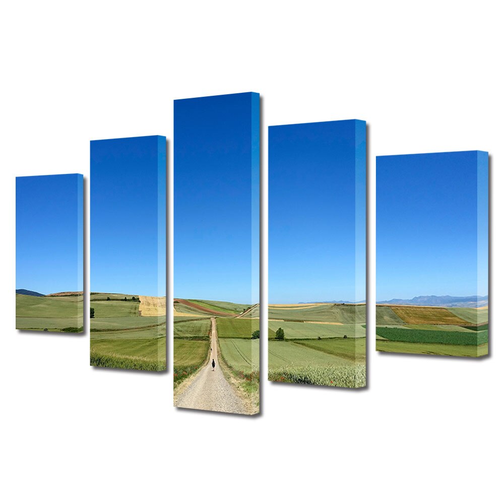 Set Tablouri Multicanvas, ArtDeco, Drum pe pajistea inverzita, Panza pe cadru de lemn, Decoratiuni Moderne pentru Casa, 5 piese, 80 x 150 cm