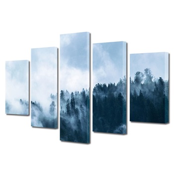 Set Tablouri Multicanvas, ArtDeco, Albastru rece, Panza pe cadru de lemn, Decoratiuni Moderne pentru Casa, 5 piese, 70 x 125 cm Set Tablouri Multicanvas, ArtDeco, Albastru rece, Panza pe cadru de lemn, Decoratiuni Moderne pentru Casa, 5 piese, 70 x 125 cm