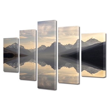 Set Tablouri Multicanvas, ArtDeco, Munti in reflexie, Panza pe cadru de lemn, Decoratiuni Moderne pentru Casa, 5 piese, 70 x 125 cm Set Tablouri Multicanvas, ArtDeco, Munti in reflexie, Panza pe cadru de lemn, Decoratiuni Moderne pentru Casa, 5 piese, 70 x 125 cm
