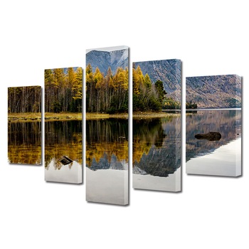 Set Tablouri Multicanvas, ArtDeco, Priveliste oglindita, Panza pe cadru de lemn, Decoratiuni Moderne pentru Casa, 5 piese, 120 x 225 cm Set Tablouri Multicanvas, ArtDeco, Priveliste oglindita, Panza pe cadru de lemn, Decoratiuni Moderne pentru Casa, 5 piese, 120 x 225 cm