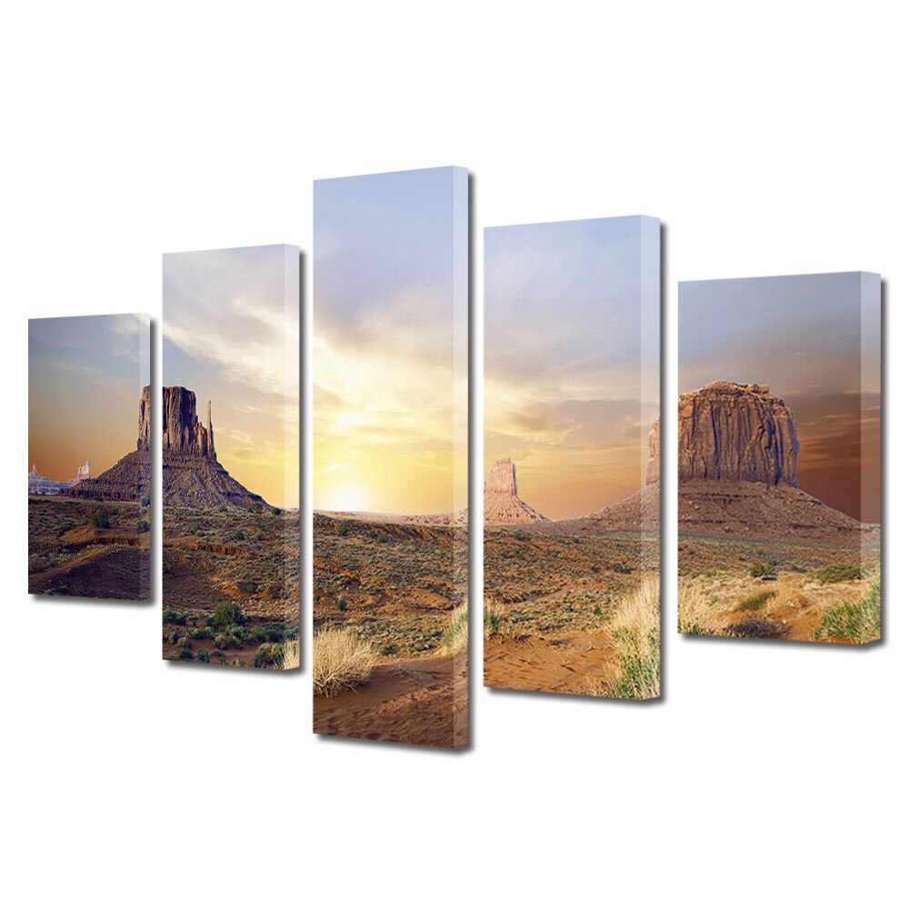 Set Tablouri Multicanvas, ArtDeco, Stanci mistice, Panza pe cadru de lemn, Decoratiuni Moderne pentru Casa, 5 piese, 70 x 125 cm