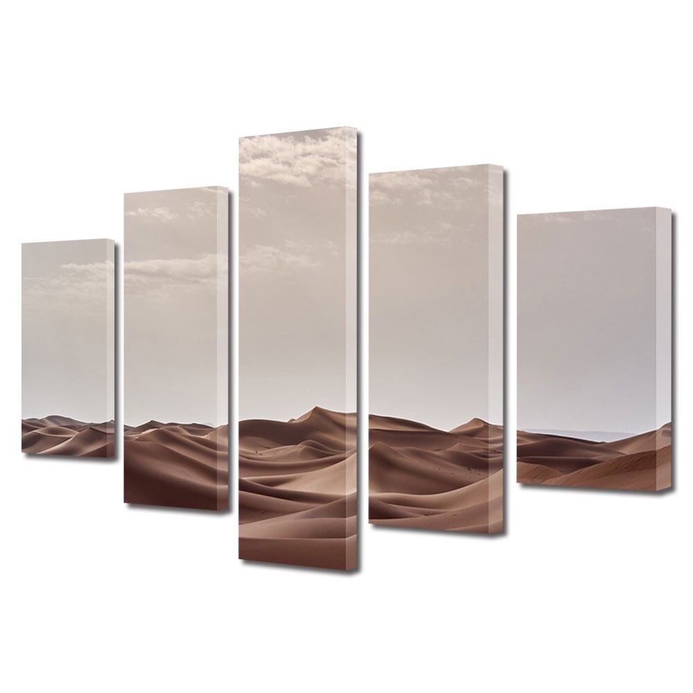 Set Tablouri Multicanvas, ArtDeco, In desertul mistic, Panza pe cadru de lemn, Decoratiuni Moderne pentru Casa, 5 piese, 70 x 125 cm