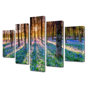 Set Tablouri Multicanvas, ArtDeco, Padure inflorita, Panza pe cadru de lemn, Decoratiuni Moderne pentru Casa, 5 piese, 110 x 200 cm Set Tablouri Multicanvas, ArtDeco, Padure inflorita, Panza pe cadru de lemn, Decoratiuni Moderne pentru Casa, 5 piese, 110 x 200 cm