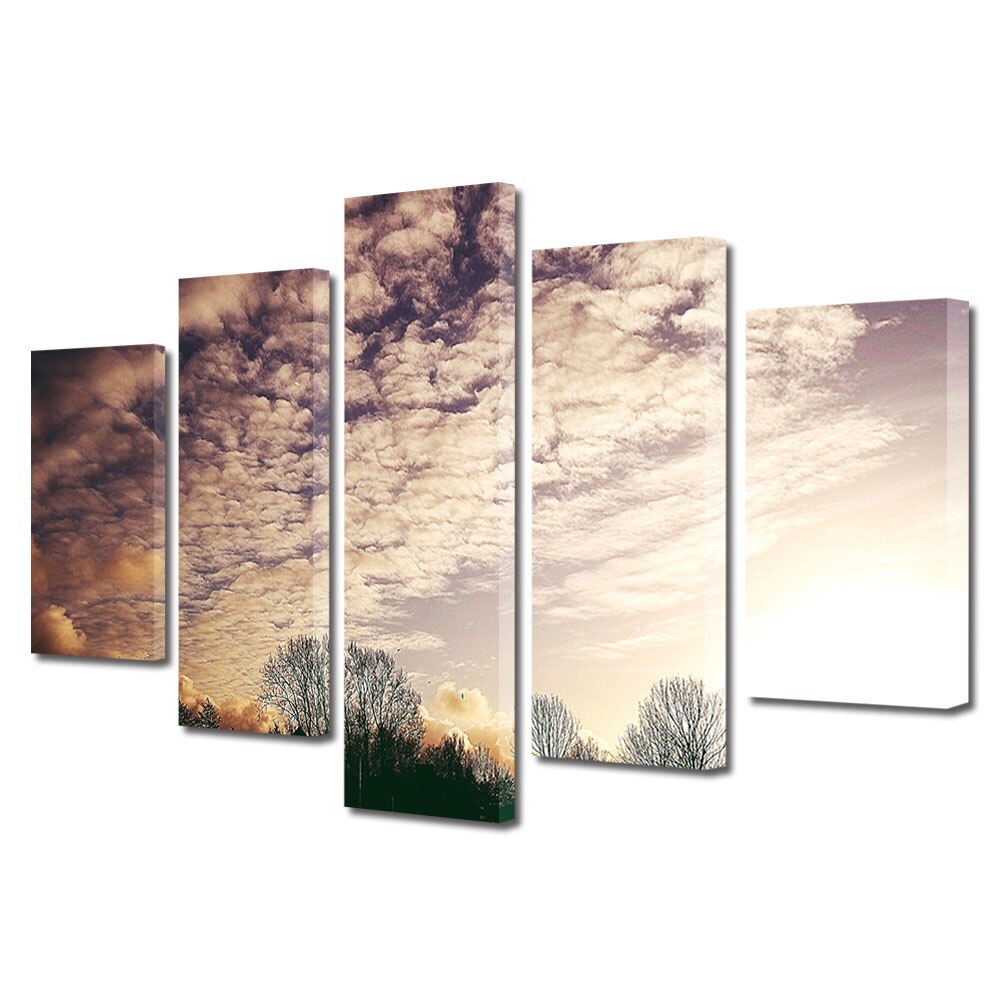 Set Tablouri Multicanvas, ArtDeco, Nori imprastiati, Panza pe cadru de lemn, Decoratiuni Moderne pentru Casa, 5 piese, 70 x 125 cm