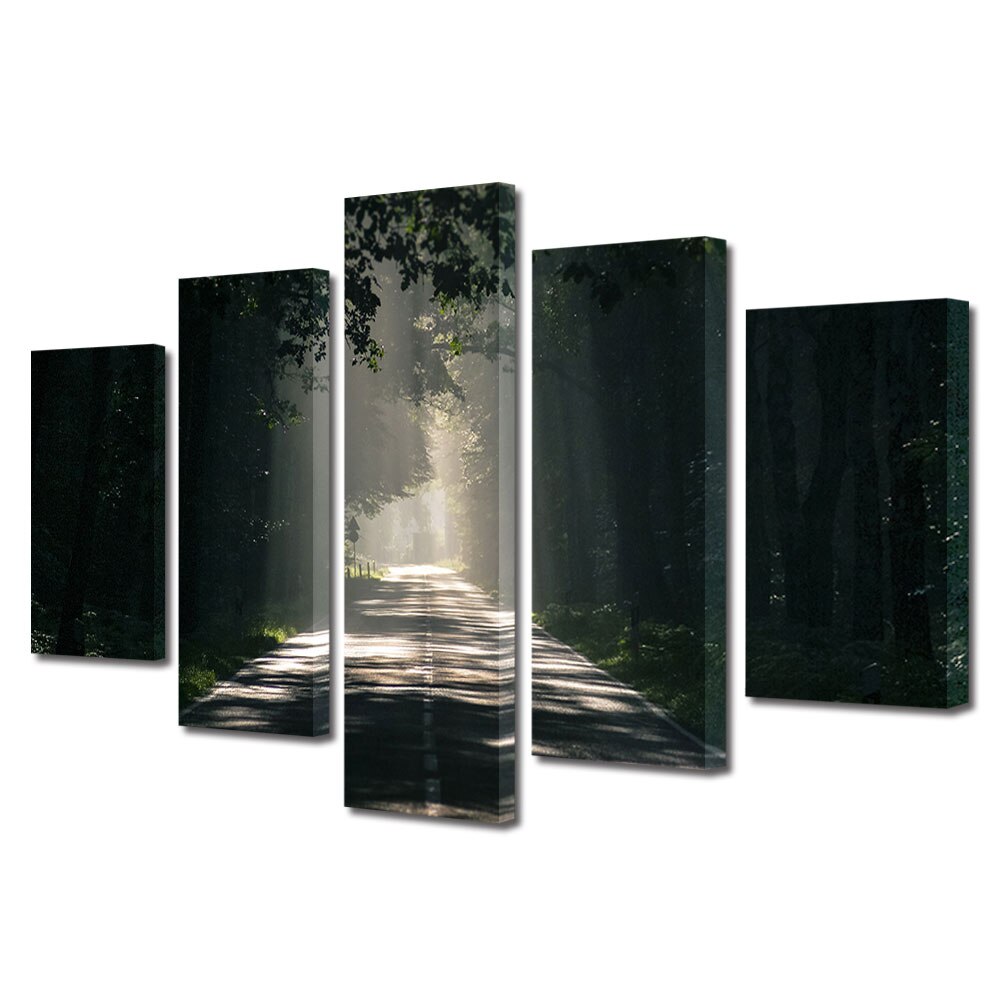 Set Tablouri Multicanvas, ArtDeco, Ploaie de lumina, Panza pe cadru de lemn, Decoratiuni Moderne pentru Casa, 5 piese, 70 x 125 cm