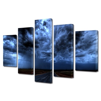 Set Tablouri Multicanvas, ArtDeco, Drum spre intunericul noptii, Panza pe cadru de lemn, Decoratiuni Moderne pentru Casa, 5 piese, 120 x 225 cm Set Tablouri Multicanvas, ArtDeco, Drum spre intunericul noptii, Panza pe cadru de lemn, Decoratiuni Moderne pentru Casa, 5 piese, 120 x 225 cm