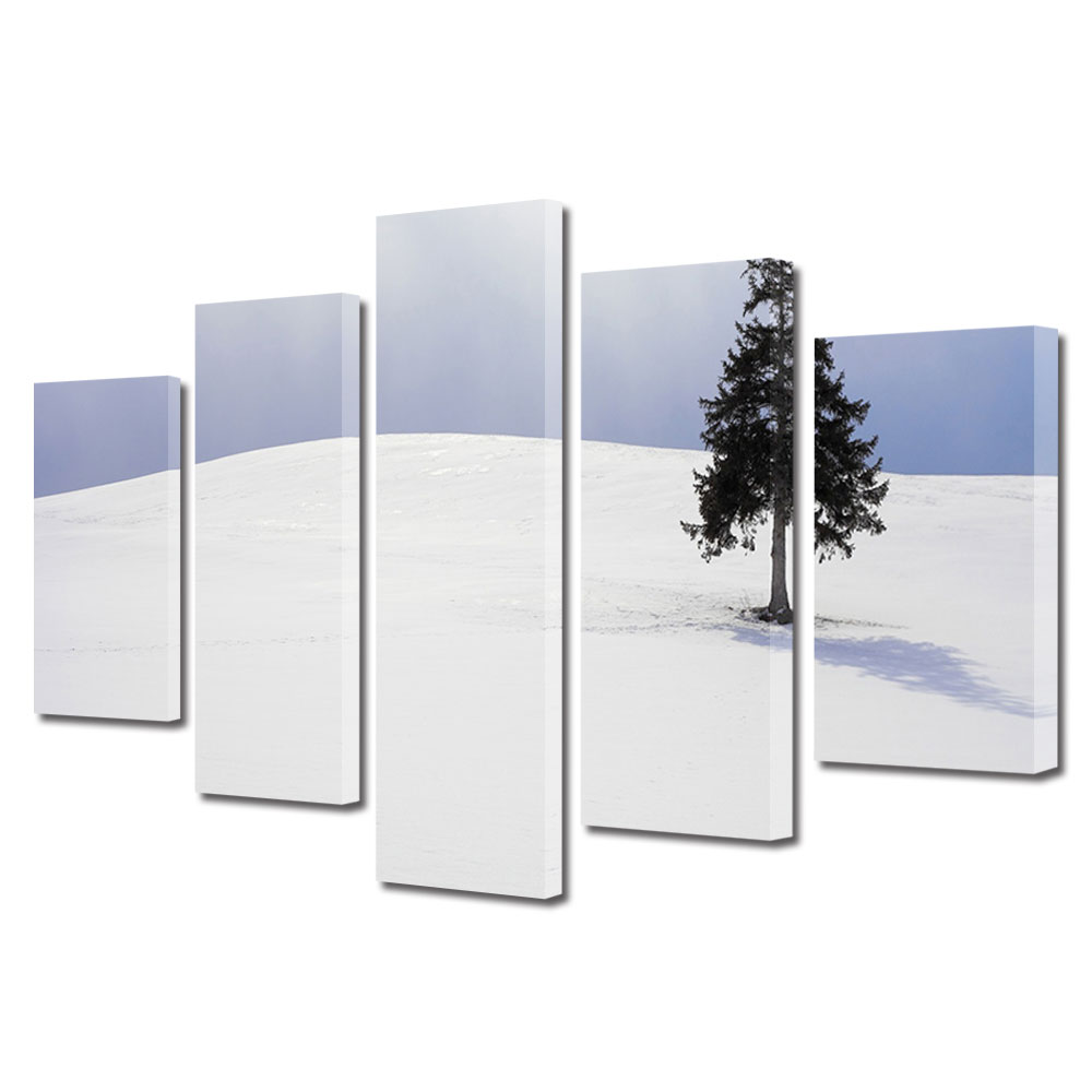 Set Tablouri Multicanvas, ArtDeco, Brad singuratic, Panza pe cadru de lemn, Decoratiuni Moderne pentru Casa, 5 piese, 100 x 175 cm