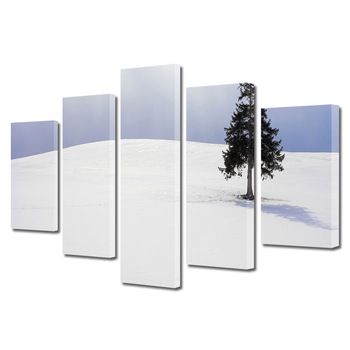 Set Tablouri Multicanvas, ArtDeco, Brad singuratic, Panza pe cadru de lemn, Decoratiuni Moderne pentru Casa, 5 piese, 60 x 100 cm Set Tablouri Multicanvas, ArtDeco, Brad singuratic, Panza pe cadru de lemn, Decoratiuni Moderne pentru Casa, 5 piese, 60 x 100 cm