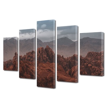 Set Tablouri Multicanvas, ArtDeco, Forme de relief in desert, Panza pe cadru de lemn, Decoratiuni Moderne pentru Casa, 5 piese, 70 x 125 cm Set Tablouri Multicanvas, ArtDeco, Forme de relief in desert, Panza pe cadru de lemn, Decoratiuni Moderne pentru Casa, 5 piese, 70 x 125 cm