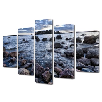 Set Tablouri Multicanvas, ArtDeco, Pietre in apa, Panza pe cadru de lemn, Decoratiuni Moderne pentru Casa, 5 piese, 70 x 125 cm Set Tablouri Multicanvas, ArtDeco, Pietre in apa, Panza pe cadru de lemn, Decoratiuni Moderne pentru Casa, 5 piese, 70 x 125 cm