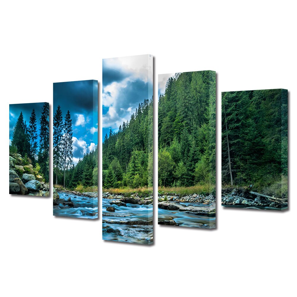 Set Tablouri Multicanvas, ArtDeco, Parau alert, Panza pe cadru de lemn, Decoratiuni Moderne pentru Casa, 5 piese, 120 x 225 cm