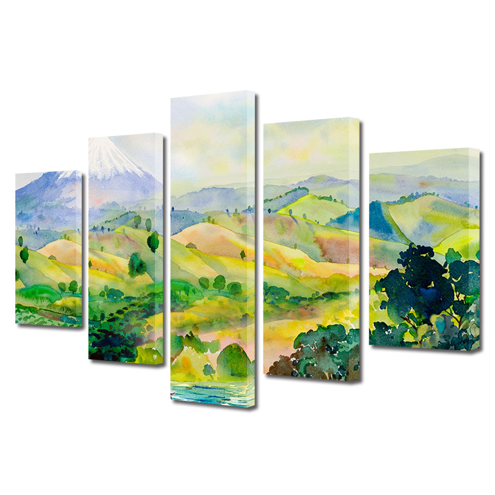 Set Tablouri Multicanvas, ArtDeco, Natura la inaltime pictata, Panza pe cadru de lemn, Decoratiuni Moderne pentru Casa, 5 piese, 70 x 125 cm