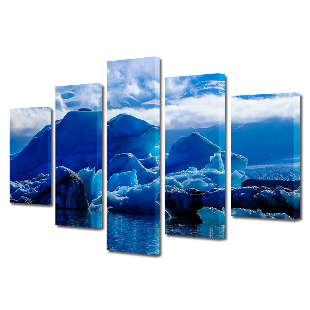 Set Tablouri Multicanvas, ArtDeco, Maluri inghetate, Panza pe cadru de lemn, Decoratiuni Moderne pentru Casa, 5 piese, 100 x 175 cm