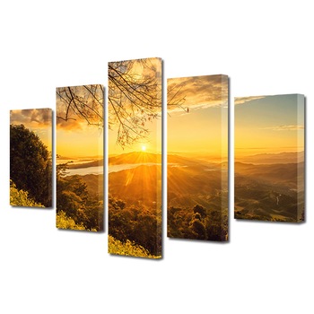 Set Tablouri Multicanvas, ArtDeco, Stralucire galbena, Panza pe cadru de lemn, Decoratiuni Moderne pentru Casa, 5 piese, 120 x 225 cm Set Tablouri Multicanvas, ArtDeco, Stralucire galbena, Panza pe cadru de lemn, Decoratiuni Moderne pentru Casa, 5 piese, 120 x 225 cm