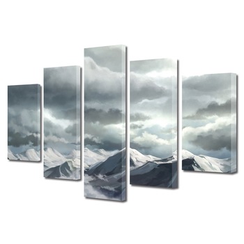 Set Tablouri Multicanvas, ArtDeco, Munti pictati printre nori, Panza pe cadru de lemn, Decoratiuni Moderne pentru Casa, 5 piese, 60 x 100 cm Set Tablouri Multicanvas, ArtDeco, Munti pictati printre nori, Panza pe cadru de lemn, Decoratiuni Moderne pentru Casa, 5 piese, 60 x 100 cm