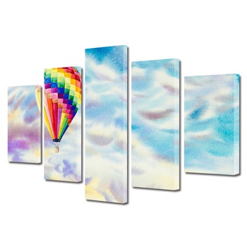 Set Tablouri Multicanvas, ArtDeco, Printre nori, Panza pe cadru de lemn, Decoratiuni Moderne pentru Casa, 5 piese, 100 x 175 cm Set Tablouri Multicanvas, ArtDeco, Printre nori, Panza pe cadru de lemn, Decoratiuni Moderne pentru Casa, 5 piese, 100 x 175 cm