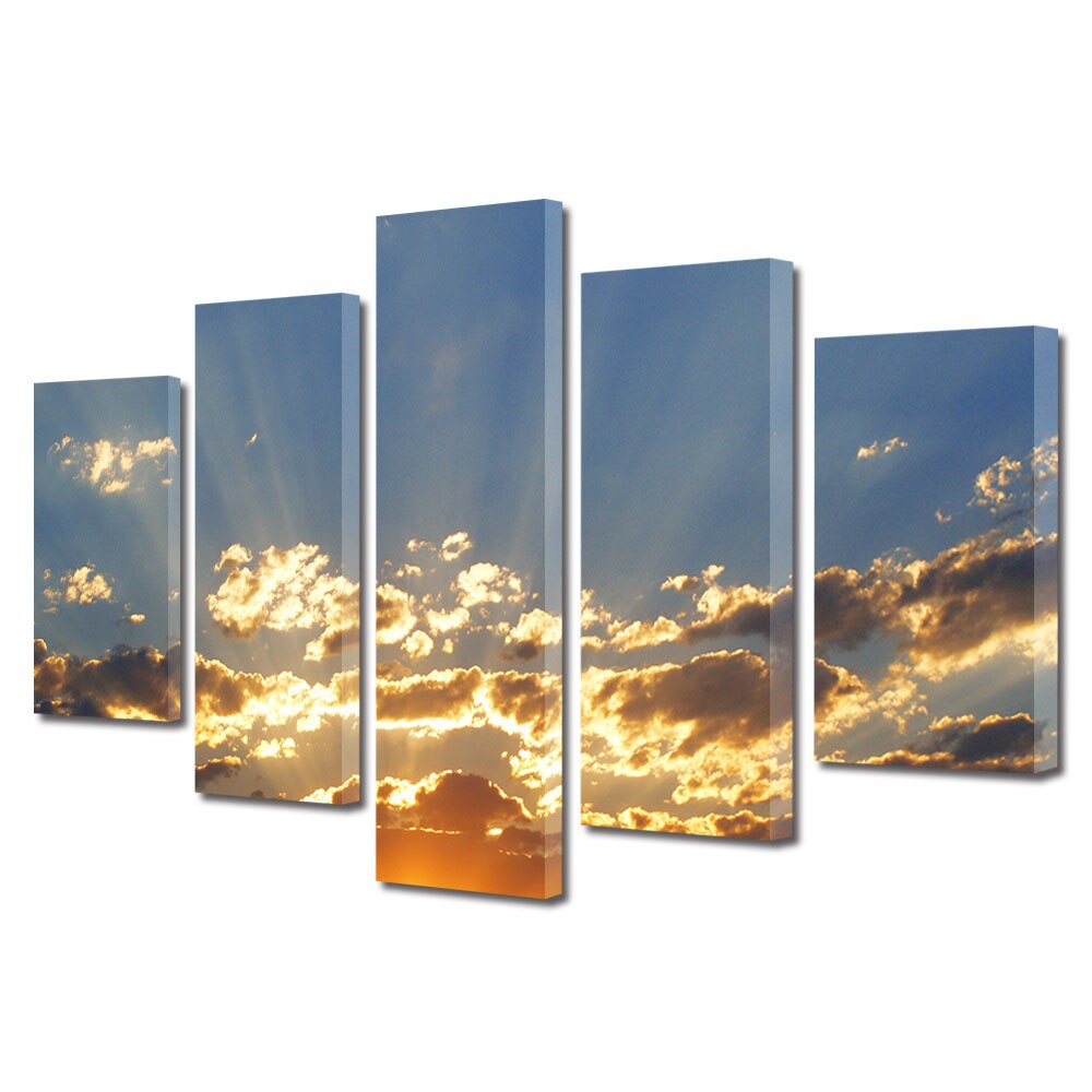 Set Tablouri Multicanvas, ArtDeco, Farmecul rasaritului, Panza pe cadru de lemn, Decoratiuni Moderne pentru Casa, 5 piese, 70 x 125 cm