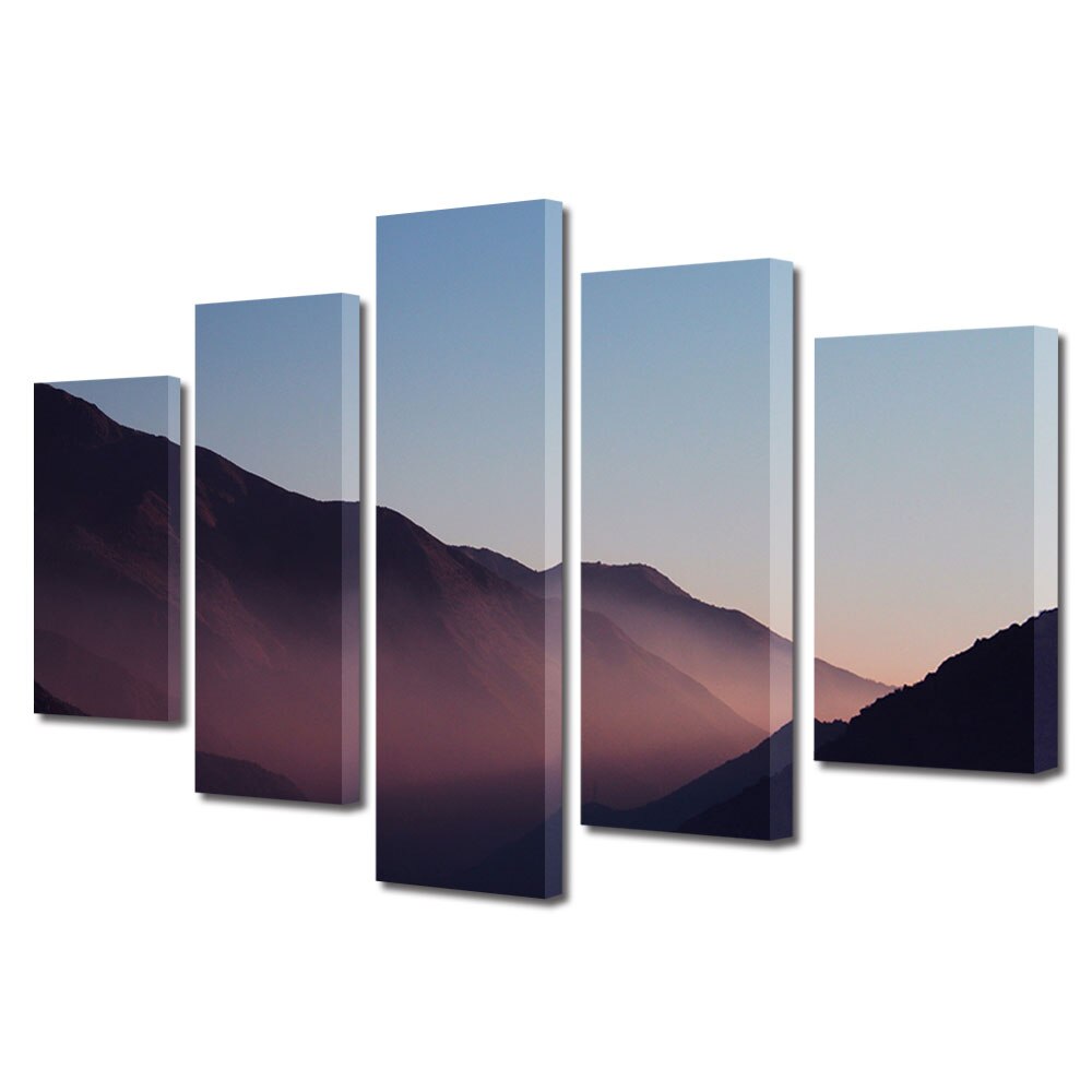 Set Tablouri Multicanvas, ArtDeco, Dealuri mistice, Panza pe cadru de lemn, Decoratiuni Moderne pentru Casa, 5 piese, 80 x 150 cm