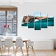 Set Tablouri Multicanvas, ArtDeco, Baie in marea albastra, Panza pe cadru de lemn, Decoratiuni Moderne pentru Casa, 5 piese, 60 x 100 cm