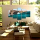 Set Tablouri Multicanvas, ArtDeco, Baie in marea albastra, Panza pe cadru de lemn, Decoratiuni Moderne pentru Casa, 5 piese, 60 x 100 cm