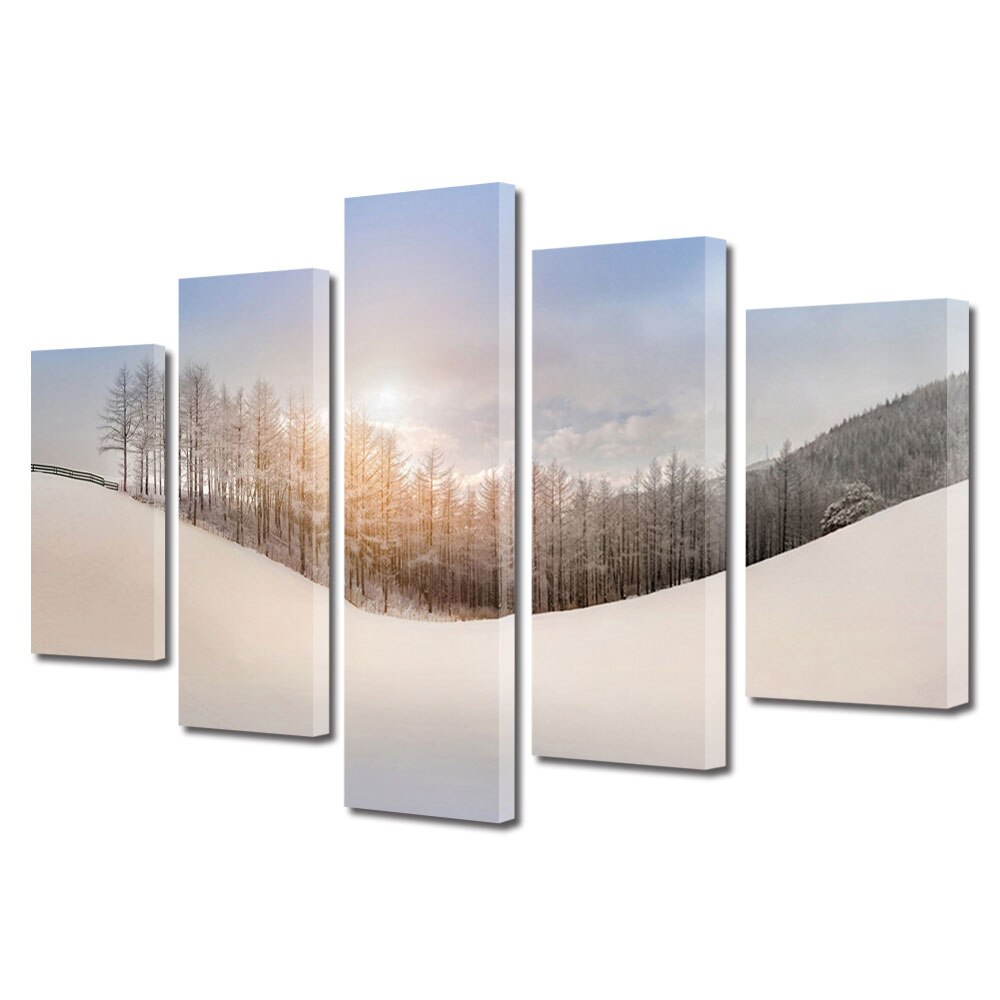 Set Tablouri Multicanvas, ArtDeco, Zapada uniforma, Panza pe cadru de lemn, Decoratiuni Moderne pentru Casa, 5 piese, 60 x 100 cm