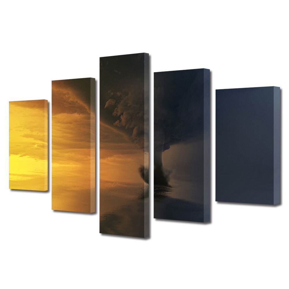 Set Tablouri Multicanvas, ArtDeco, Intre lumina si intuneric, Panza pe cadru de lemn, Decoratiuni Moderne pentru Casa, 5 piese, 110 x 200 cm