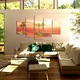 Set Tablouri Multicanvas, ArtDeco, Palmieri in desertul rosiatic, Panza pe cadru de lemn, Decoratiuni Moderne pentru Casa, 5 piese, 70 x 125 cm