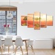Set Tablouri Multicanvas, ArtDeco, Palmieri in desertul rosiatic, Panza pe cadru de lemn, Decoratiuni Moderne pentru Casa, 5 piese, 70 x 125 cm