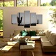 Set Tablouri Multicanvas, ArtDeco, Siluete de cactusi la lumina lunii, Panza pe cadru de lemn, Decoratiuni Moderne pentru Casa, 5 piese, 60 x 100 cm