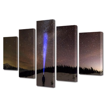 Set Tablouri Multicanvas, ArtDeco, Cer instelat, Panza pe cadru de lemn, Decoratiuni Moderne pentru Casa, 5 piese, 70 x 125 cm Set Tablouri Multicanvas, ArtDeco, Cer instelat, Panza pe cadru de lemn, Decoratiuni Moderne pentru Casa, 5 piese, 70 x 125 cm