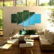Set Tablouri Multicanvas, ArtDeco, Lac montan privit de sus, Panza pe cadru de lemn, Decoratiuni Moderne pentru Casa, 5 piese, 60 x 100 cm