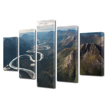 Set Tablouri Multicanvas, ArtDeco, Printre creste, Panza pe cadru de lemn, Decoratiuni Moderne pentru Casa, 5 piese, 120 x 225 cm Set Tablouri Multicanvas, ArtDeco, Printre creste, Panza pe cadru de lemn, Decoratiuni Moderne pentru Casa, 5 piese, 120 x 225 cm