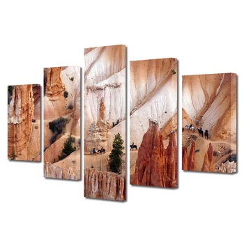 Set Tablouri Multicanvas, ArtDeco, Calarind pe stanci, Panza pe cadru de lemn, Decoratiuni Moderne pentru Casa, 5 piese, 120 x 225 cm Set Tablouri Multicanvas, ArtDeco, Calarind pe stanci, Panza pe cadru de lemn, Decoratiuni Moderne pentru Casa, 5 piese, 120 x 225 cm