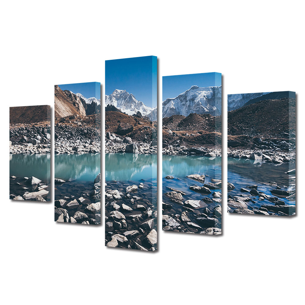 Set Tablouri Multicanvas, ArtDeco, Priveliste stancoasa, Panza pe cadru de lemn, Decoratiuni Moderne pentru Casa, 5 piese, 60 x 100 cm