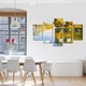 Set Tablouri Multicanvas, ArtDeco, Lebede pictate pe lacul cristalin, Panza pe cadru de lemn, Decoratiuni Moderne pentru Casa, 5 piese, 70 x 125 cm