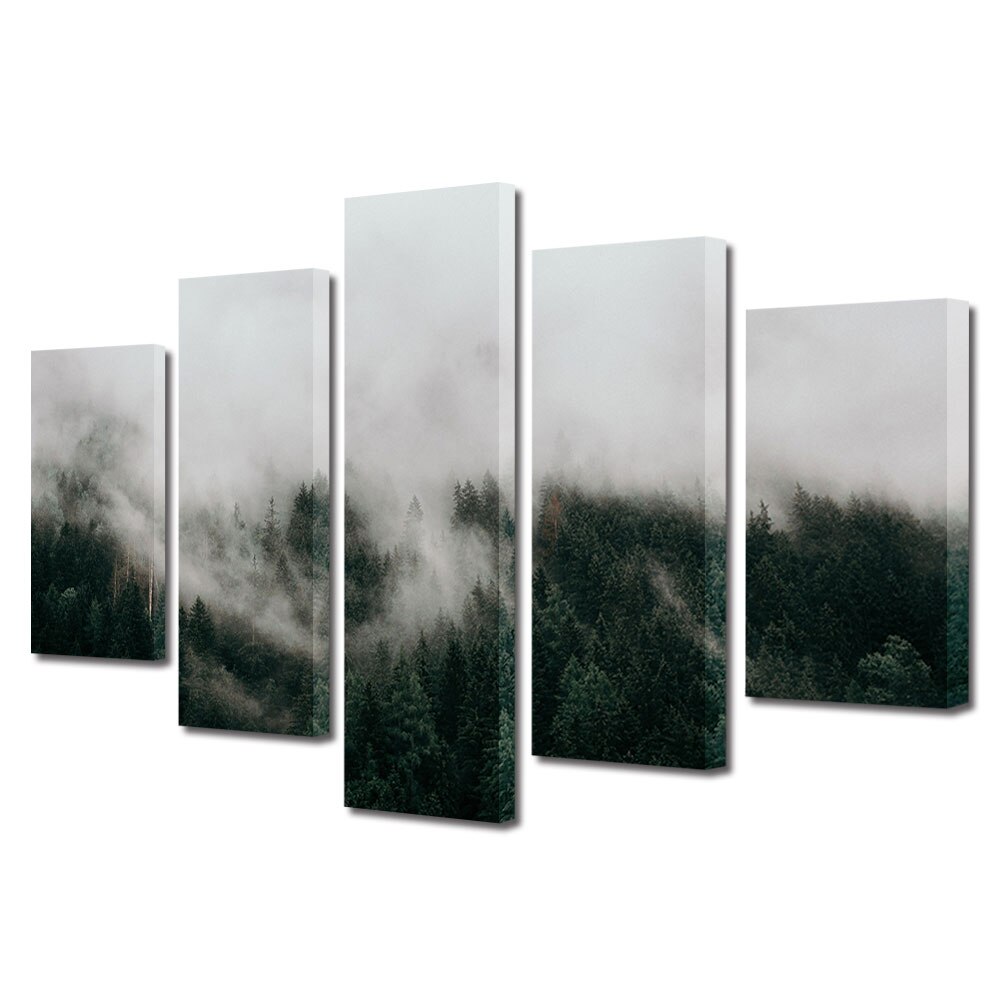 Set Tablouri Multicanvas, ArtDeco, Ceata deasa, Panza pe cadru de lemn, Decoratiuni Moderne pentru Casa, 5 piese, 60 x 100 cm