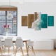 Set Tablouri Multicanvas, ArtDeco, Farmecul valurilor, Panza pe cadru de lemn, Decoratiuni Moderne pentru Casa, 5 piese, 70 x 125 cm
