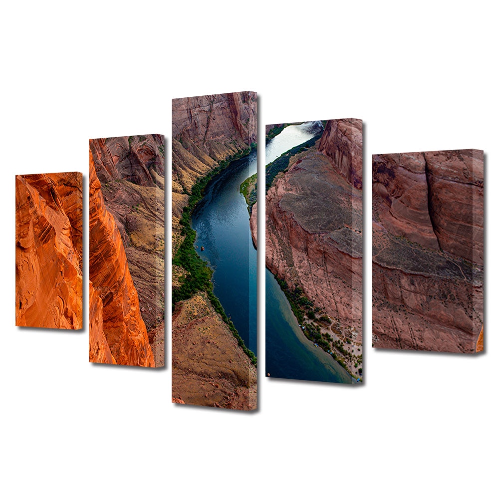 Set Tablouri Multicanvas, ArtDeco, Parau sapand in stanci, Panza pe cadru de lemn, Decoratiuni Moderne pentru Casa, 5 piese, 110 x 200 cm