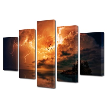 Set Tablouri Multicanvas, ArtDeco, Pasari in aventura, Panza pe cadru de lemn, Decoratiuni Moderne pentru Casa, 5 piese, 60 x 100 cm Set Tablouri Multicanvas, ArtDeco, Pasari in aventura, Panza pe cadru de lemn, Decoratiuni Moderne pentru Casa, 5 piese, 60 x 100 cm