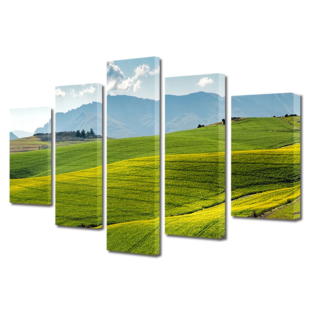 Set Tablouri Multicanvas, ArtDeco, Dealuri inverzite, Panza pe cadru de lemn, Decoratiuni Moderne pentru Casa, 5 piese, 60 x 100 cm