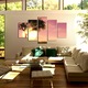 Set Tablouri Multicanvas, ArtDeco, Copac in razele soarelui la apus, Panza pe cadru de lemn, Decoratiuni Moderne pentru Casa, 5 piese, 70 x 125 cm