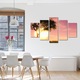Set Tablouri Multicanvas, ArtDeco, Copac in razele soarelui la apus, Panza pe cadru de lemn, Decoratiuni Moderne pentru Casa, 5 piese, 70 x 125 cm