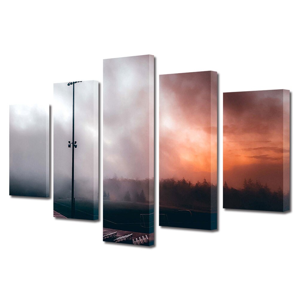 Set Tablouri Multicanvas, ArtDeco, Ceata pe stadion, Panza pe cadru de lemn, Decoratiuni Moderne pentru Casa, 5 piese, 60 x 100 cm