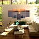 Set Tablouri Multicanvas, ArtDeco, Ponton pustiu la apus, Panza pe cadru de lemn, Decoratiuni Moderne pentru Casa, 5 piese, 60 x 100 cm