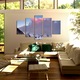 Set Tablouri Multicanvas, ArtDeco, Nori desi pe munte, Panza pe cadru de lemn, Decoratiuni Moderne pentru Casa, 5 piese, 70 x 125 cm