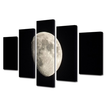Set Tablouri Multicanvas, ArtDeco, Luna in toiul noptii, Panza pe cadru de lemn, Decoratiuni Moderne pentru Casa, 5 piese, 60 x 100 cm Set Tablouri Multicanvas, ArtDeco, Luna in toiul noptii, Panza pe cadru de lemn, Decoratiuni Moderne pentru Casa, 5 piese, 60 x 100 cm